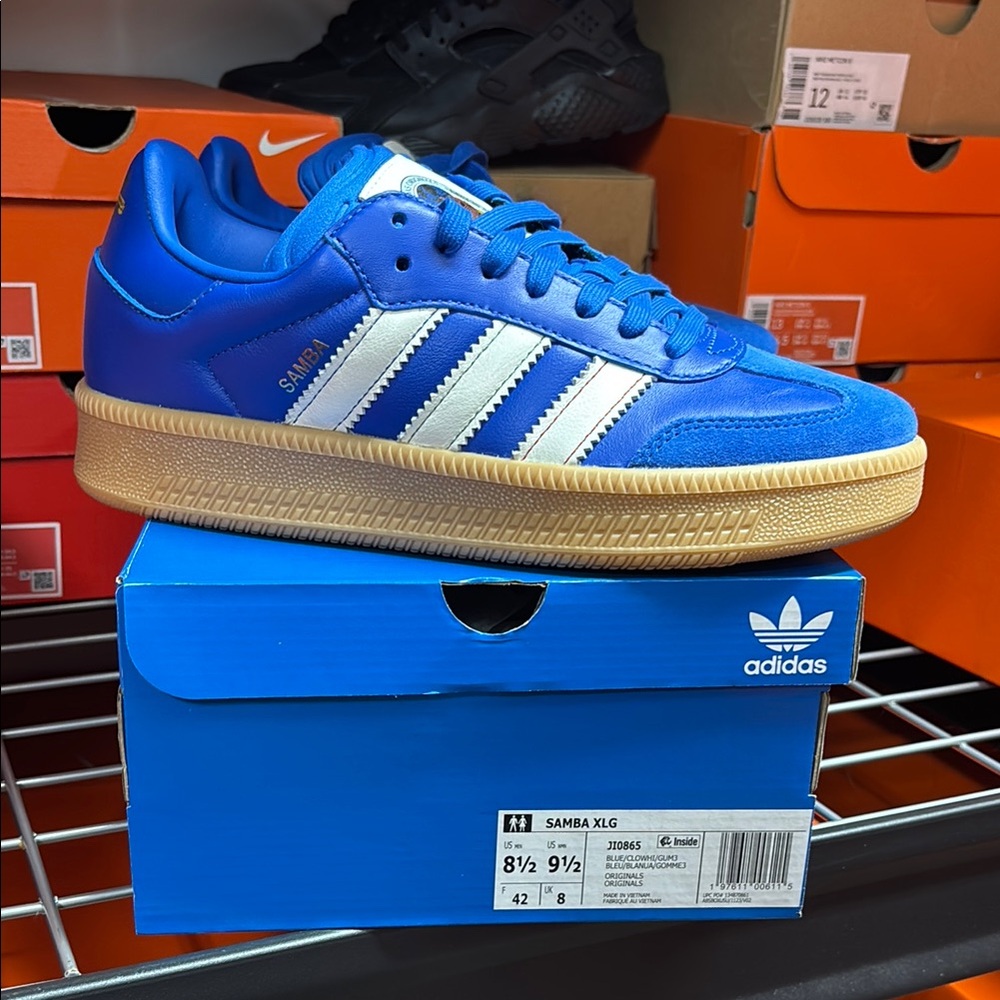 adidas Samba Blue and White Sneakers